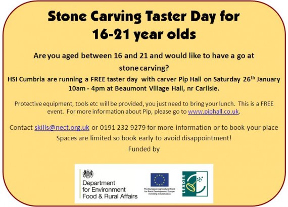 Stone Carving Advert Advert for Stone Carving course. For more information email skills@nect.org.uk