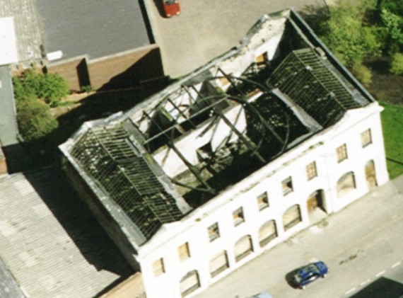 aerial view of building shell..