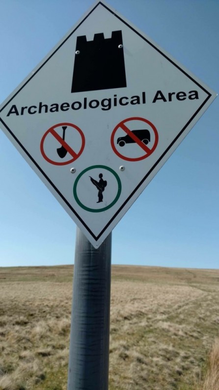 archaeological awareness sign road sign warning of archaeology below ground