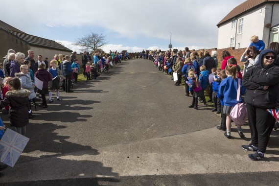 schoolchildren waiting for visitors