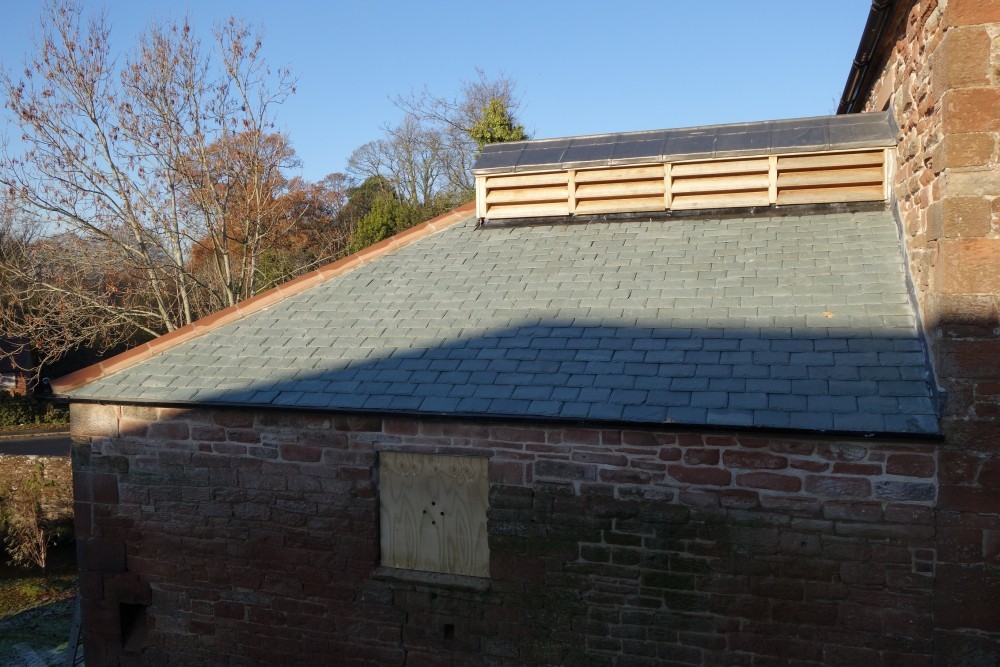 detail of new slating on roof