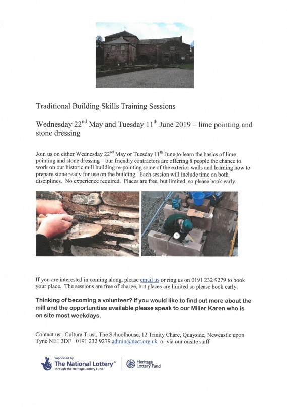 skills training opportunity poster with details of skill training 22nd may and 11th june 2019