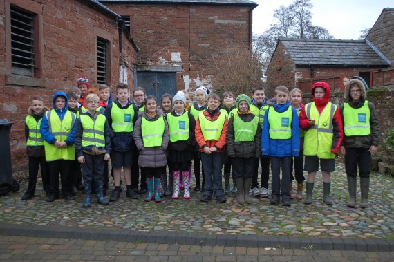 school visit 11th jan 2016 group of children outside cornmill